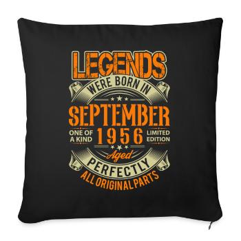 1956 Septembre Légende d’anniversaire - Housse de coussin décorative 45 x 45 cm - noir - Devant