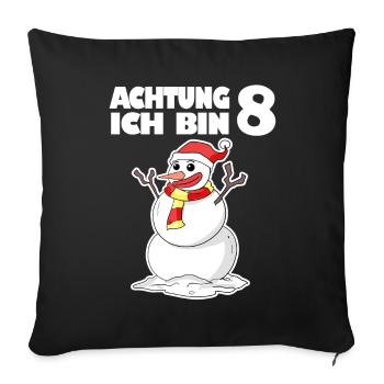 8.Geburtstag Schneemann 8 Jahre Geschenk - Sofakissenbezug 45 x 45 cm - Schwarz - Vorne