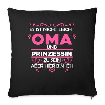 Oma Prinzessin - Sofakissenbezug 45 x 45 cm - Schwarz - Vorne