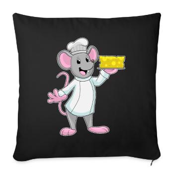 Mouse Cook Cheese Cooking - Sofa pillowcase 17,3'' x 17,3'' (45 x 45 cm) - black - Front