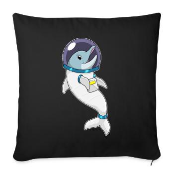 Dolphin Astronaut Space - Sofa pillowcase 17,3'' x 17,3'' (45 x 45 cm) - black - Front