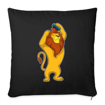Peigne Lion Hairdresser - Housse de coussin décorative 45 x 45 cm - noir - Devant
