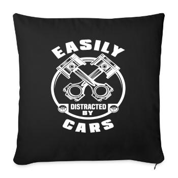 Voitures de mécanique automobile - Housse de coussin décorative 45 x 45 cm - noir - Devant