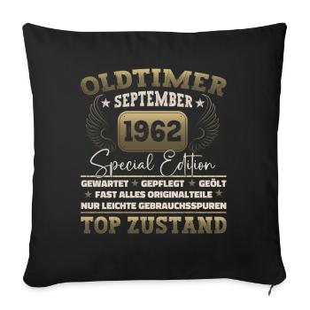 Oldtimer September 1962 60th birthday Geschen - Sofa pillowcase 17,3'' x 17,3'' (45 x 45 cm) - black - Front