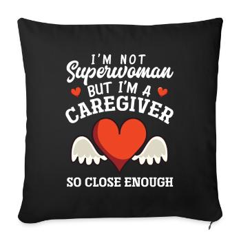 Caregiver Superheroine - Sofa pillowcase 17,3'' x 17,3'' (45 x 45 cm) - black - Front
