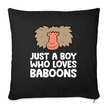 Juste un garçon qui aime les babouins - Housse de coussin décorative 45 x 45 cm - noir - Devant