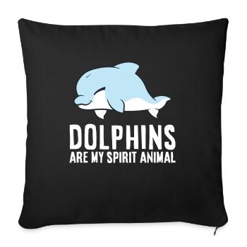 Les dauphins sont mon âme d’amoureux des grands dauphins - Housse de coussin décorative 45 x 45 cm - noir - Devant