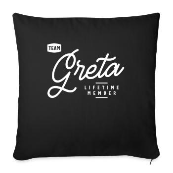 Nom personnalisé du membre à vie de l’équipe Greta - Housse de coussin décorative 45 x 45 cm - noir - Devant