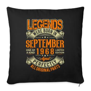 1968 September Birthday Legend - Sofa pillowcase 17,3'' x 17,3'' (45 x 45 cm) - black - Front
