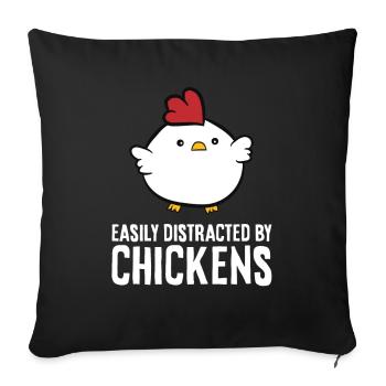 Facilement distrait par les poulets - Housse de coussin décorative 45 x 45 cm - noir - Devant