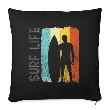 Surfer with Retro Look - Sofa pillowcase 17,3'' x 17,3'' (45 x 45 cm) - black - Front