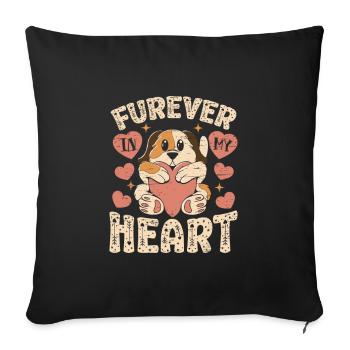 Furever In My Heart Chien Idée Cadeau Chiot - Housse de coussin décorative 45 x 45 cm - noir - Devant