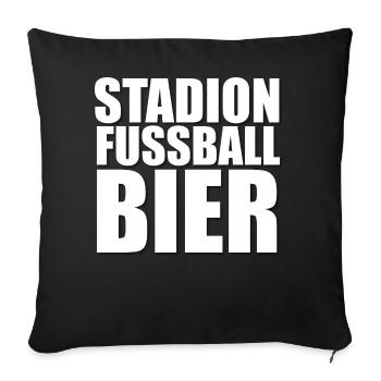 Fussball Stadion Fussballstadion Fußball Bier Fan - Sofakissenbezug 45 x 45 cm - Schwarz - Vorne