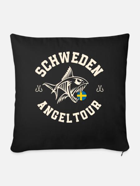 Schweden Angeltour Angeln Angler Fischen - Sofakissenbezug 45 x 45 cm - Schwarz