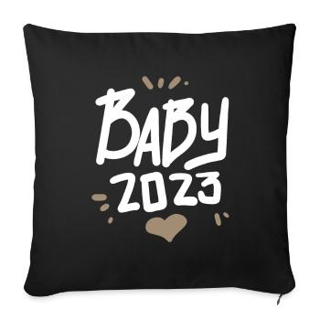 Bébé 2023 Cœur - Housse de coussin décorative 45 x 45 cm - noir - Devant