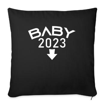 Bébé 2023 - Naissance Enceinte 2023 Grossesse - Housse de coussin décorative 45 x 45 cm - noir - Devant