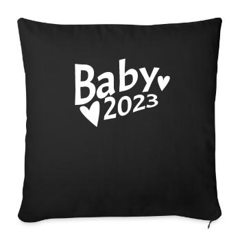 Bébé 2023 - Naissance Enceinte 2023 Grossesse - Housse de coussin décorative 45 x 45 cm - noir - Devant