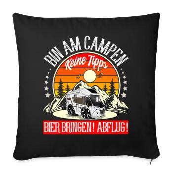 Camping Camper Campen - Sofakissenbezug 45 x 45 cm - Schwarz - Vorne