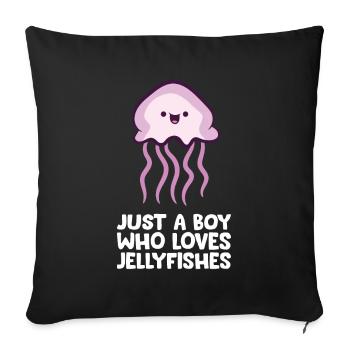 Juste un garçon qui aime les méduses - Housse de coussin décorative 45 x 45 cm - noir - Devant