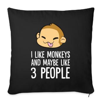 J’aime les singes et peut-être 3 personnes - Housse de coussin décorative 45 x 45 cm - noir - Devant