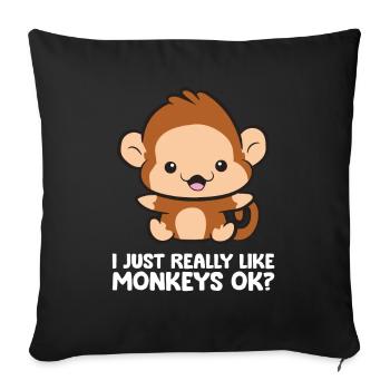 J’aime beaucoup les singes Ok Funny Monkey - Housse de coussin décorative 45 x 45 cm - noir - Devant