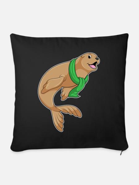 Seehund Schal - Sofakissenbezug 45 x 45 cm - Schwarz