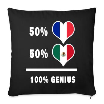 France et Mexique Génie / cadeau - Housse de coussin décorative 45 x 45 cm - noir - Devant