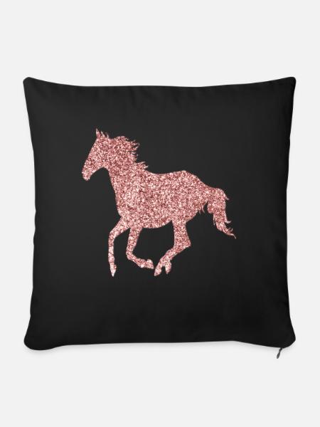 Glitzer Pferd - Islandpferd - Reiterin Geschenk - Sofakissenbezug 45 x 45 cm - Schwarz