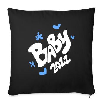 Bébé 2022 - Naissance Enceinte 2022 - Housse de coussin décorative 45 x 45 cm - noir - Devant
