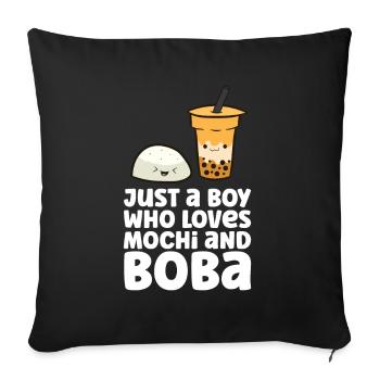 Juste un garçon qui aime Mochi et Boba - Housse de coussin décorative 45 x 45 cm - noir - Devant