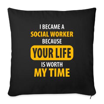Social Work - Sofa pillowcase 17,3'' x 17,3'' (45 x 45 cm) - black - Front