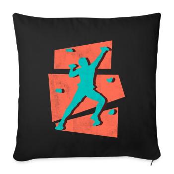 Klettern Bouldern Bergsteiger Kletterer Boulder - Sofakissenbezug 45 x 45 cm - Schwarz - Vorne