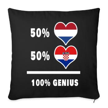 Croatie et Pays-Bas Genial / Cadeau - Housse de coussin décorative 45 x 45 cm - noir - Devant