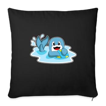 Natation dauphin, water-polo d’été - Housse de coussin décorative 45 x 45 cm - noir - Devant