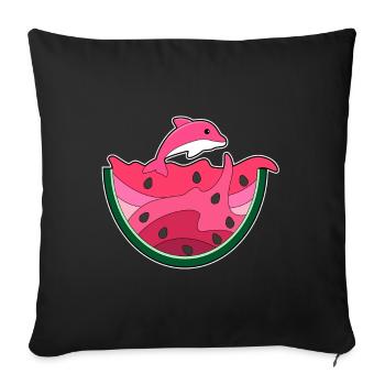 Pastèque dauphin-eau - Housse de coussin décorative 45 x 45 cm - noir - Devant