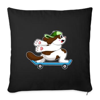 Dog Skater Skateboard - Sofa pillowcase 17,3'' x 17,3'' (45 x 45 cm) - black - Front