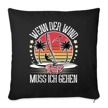 Windsurfen Windsurfer Windsurf - Sofakissenbezug 45 x 45 cm - Schwarz - Vorne