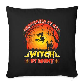 Firefighter by day, witch by night - Sofa pillowcase 17,3'' x 17,3'' (45 x 45 cm) - black - Front
