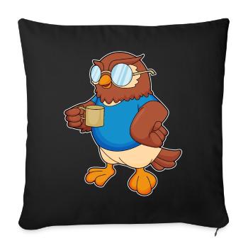 Tasse de Hibou - Housse de coussin décorative 45 x 45 cm - noir - Devant