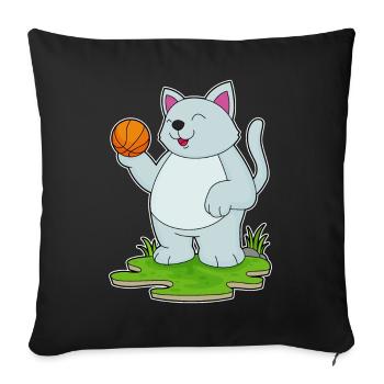 Chat Basketteur Basketteur - Housse de coussin décorative 45 x 45 cm - noir - Devant