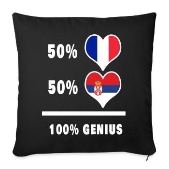 La France et la Serbie génie / cadeau - Housse de coussin décorative 45 x 45 cm - noir - Devant