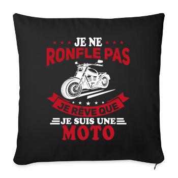 Je Ne Ronfle Pas Je Rêve Que Je Suis Une Moto - Housse de coussin décorative 45 x 45 cm - noir - Devant