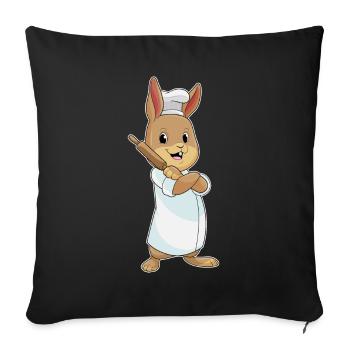 Rabbit as a baker with rolling pin - Sofa pillowcase 17,3'' x 17,3'' (45 x 45 cm) - black - Front