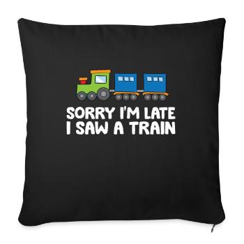 Désolé je suis en retard j’ai vu un train - Housse de coussin décorative 45 x 45 cm - noir - Devant
