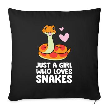 Juste une fille qui aime les serpents Serpent mignon - Housse de coussin décorative 45 x 45 cm - noir - Devant