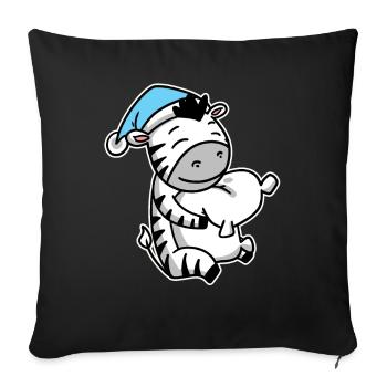 Zèbre avec oreiller et bonnet de couchage - Housse de coussin décorative 45 x 45 cm - noir - Devant