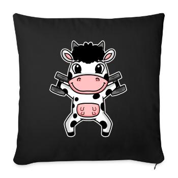 Bodybuilder Cow Fitness Motivation Gift - Sofa pillowcase 17,3'' x 17,3'' (45 x 45 cm) - black - Front