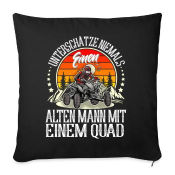 Quad ATV Offroad Quadfahrer - Sofakissenbezug 45 x 45 cm - Schwarz - Vorne