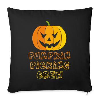 Équipe de cueillette de citrouilles - Housse de coussin décorative 45 x 45 cm - noir - Devant