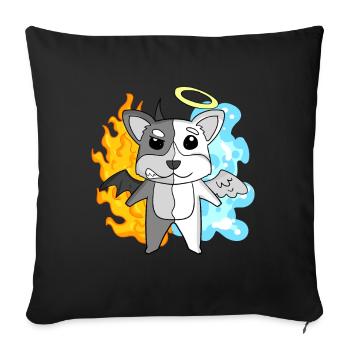 Chien Welsh Corgi Pembroke - Ange et Diable - Housse de coussin décorative 45 x 45 cm - noir - Devant